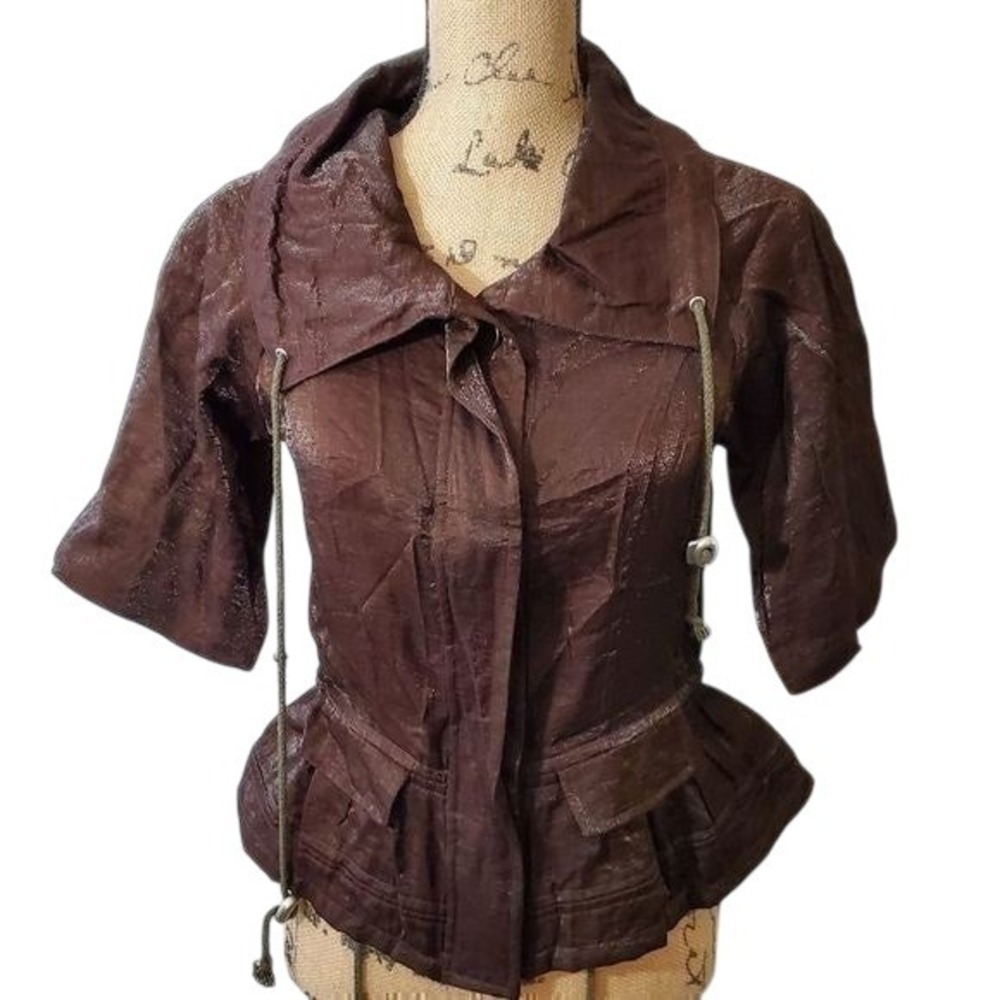 Anthropologie x Simran safari shawl collar shimmer blazer jacket Size medium